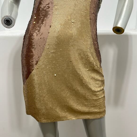 Sheri Bodell Sequined Gold Brown Cocktail Mini Dress Size S BNWT - Picture 6 of 15